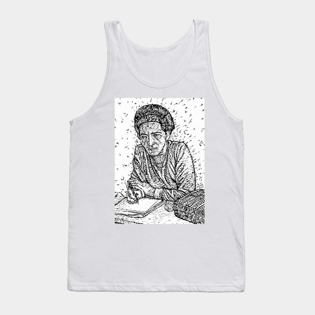 SIMONE DE BEAUVOIR ink portrait .1 Tank Top by lautir